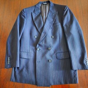 Burberrys 38S Double breasted Navy with Rainbow Pinstripe Jacket